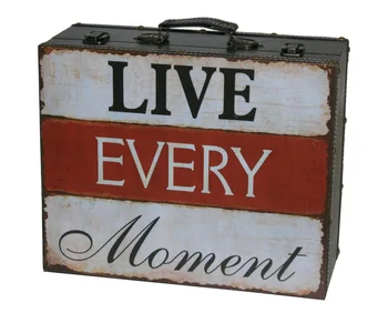 

Wooden Suitcase "Live every moment" accommodate 4 wine bottles