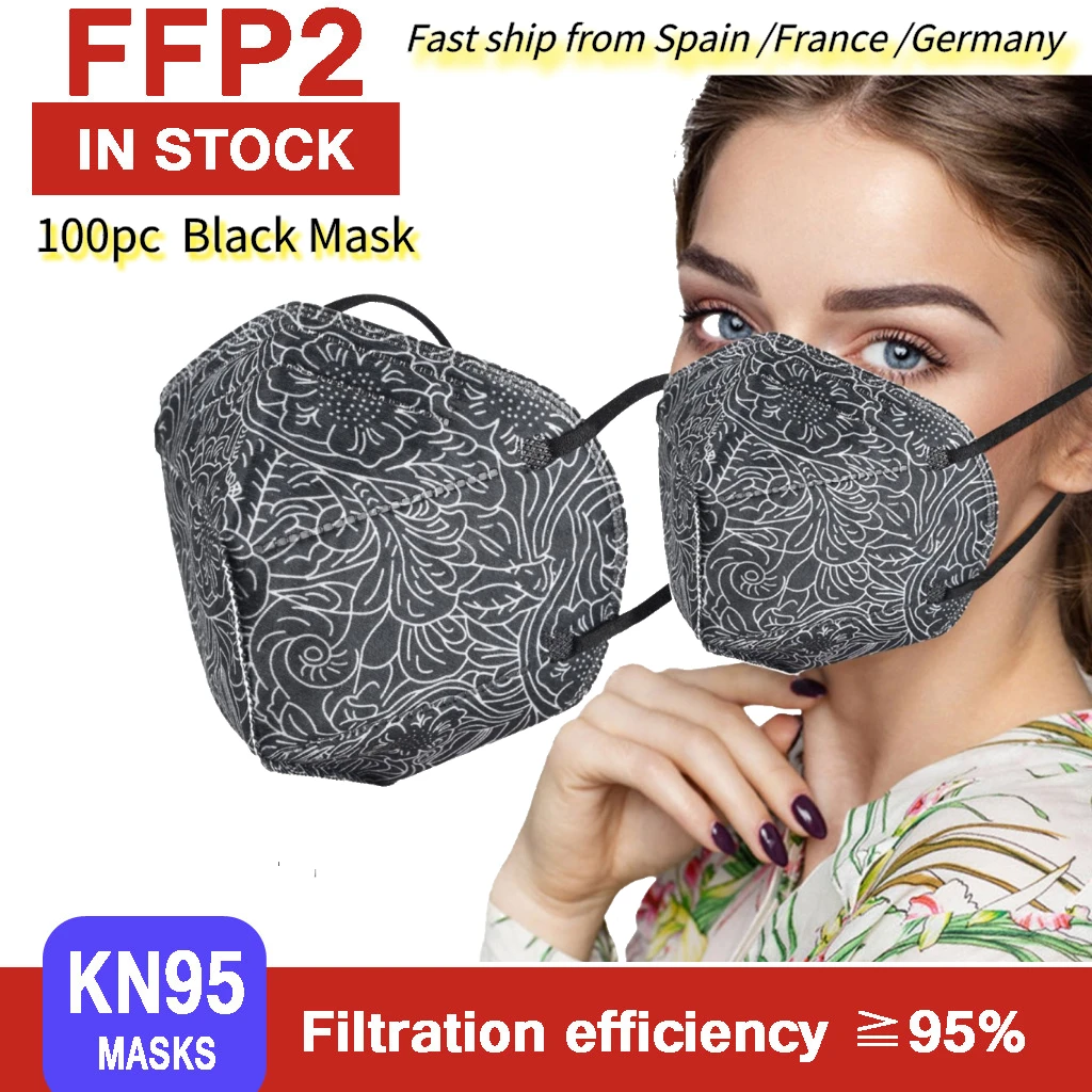 Mascarillas fpp2 de diseño 3D para mujer, máscara de diseño en 3D, transpirable, ffp2, kn95, 5 capas, 100