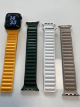Correa de enlace de cuero para Apple watch, banda de 44mm, 40mm, 38mm, 42mm, pulsera de bucle magnético original, iWatch seires 3, 5, 4, 6 SE