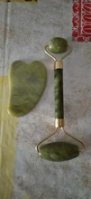 Gua Sha-masajeador de piedra Jade para cara, rodillo de Jade verde para estiramiento Facial, antiarrugas, 2/1 Uds.