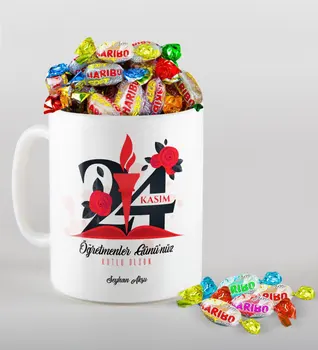 

Personalized Teachers Days Happy Mug and Haribo Candy Gift Seti-1