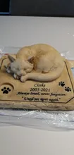 Stones Memorial Pet-Grave-Markers Paw-Print Garden Personalizable Cat with 3-D Cat-On-The-Top