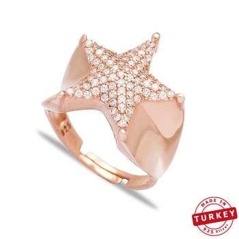 

Star Design Turkish Handmade 925 Silver Sterling Adjustable Ring