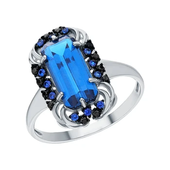 

Silver ring with cubic zirconia and London Topaz sunlight sample 925