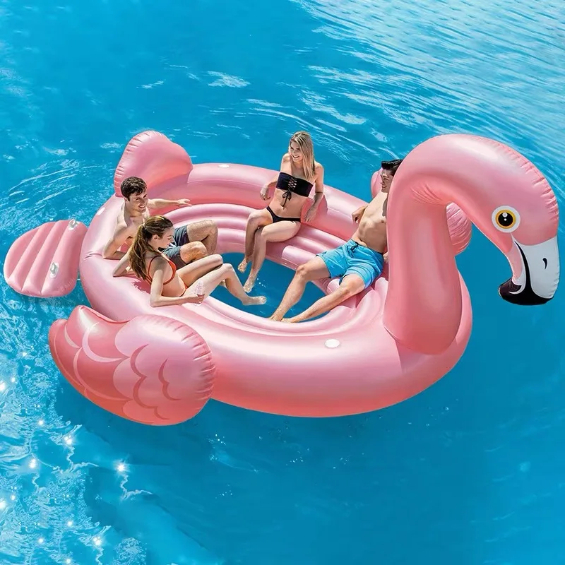 

5 Seats Giant Pool Float Boat Inflatable Flamingo Water Sofa Chair Mat Rainbow Unicorn Floating Island For Swim Beach Party Toys