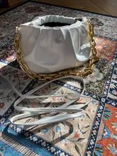 Bolso de mano de día para mujer, cadena dorada gruesa, pinza para masa, bolso de hombro, bolsa de hombro, Baguette plisado, 2021