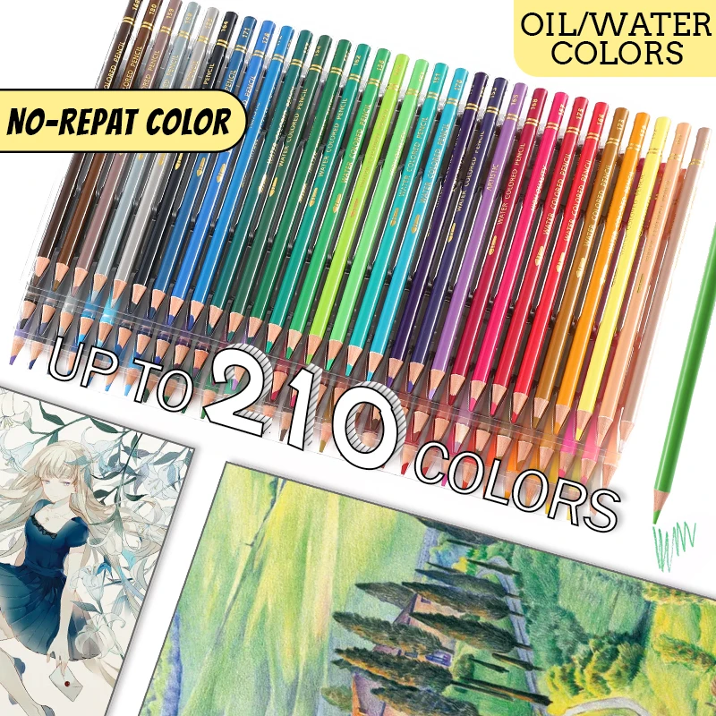 48/72/120/150/200 Professional Oil Color Pencil Set Watercolor Drawing  Colored - Wooden Colored Pencils - Aliexpress
