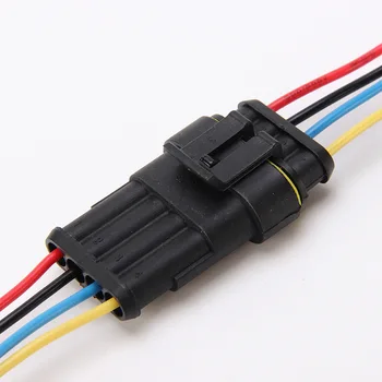 

10pcs/set 4pin Low Power Consumption HID Car Waterproof Connector Plug with Electrical Wire Auto Socket Harness Jump Cable