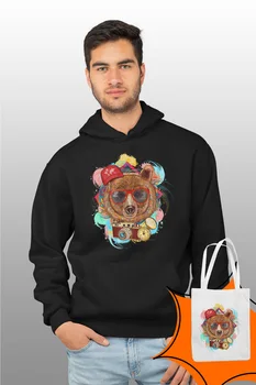 

Angemiel Wear Holiday-Makers Bear Black Male Hooded Sweatshirt Bags Kombin