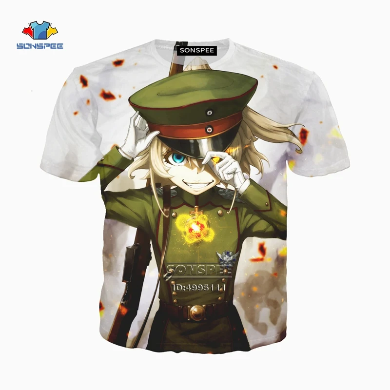 SONSPEE/футболка унисекс с 3D принтом аниме Yojo Senki Kawaii для девочек Tanya Degurechaff толстовка