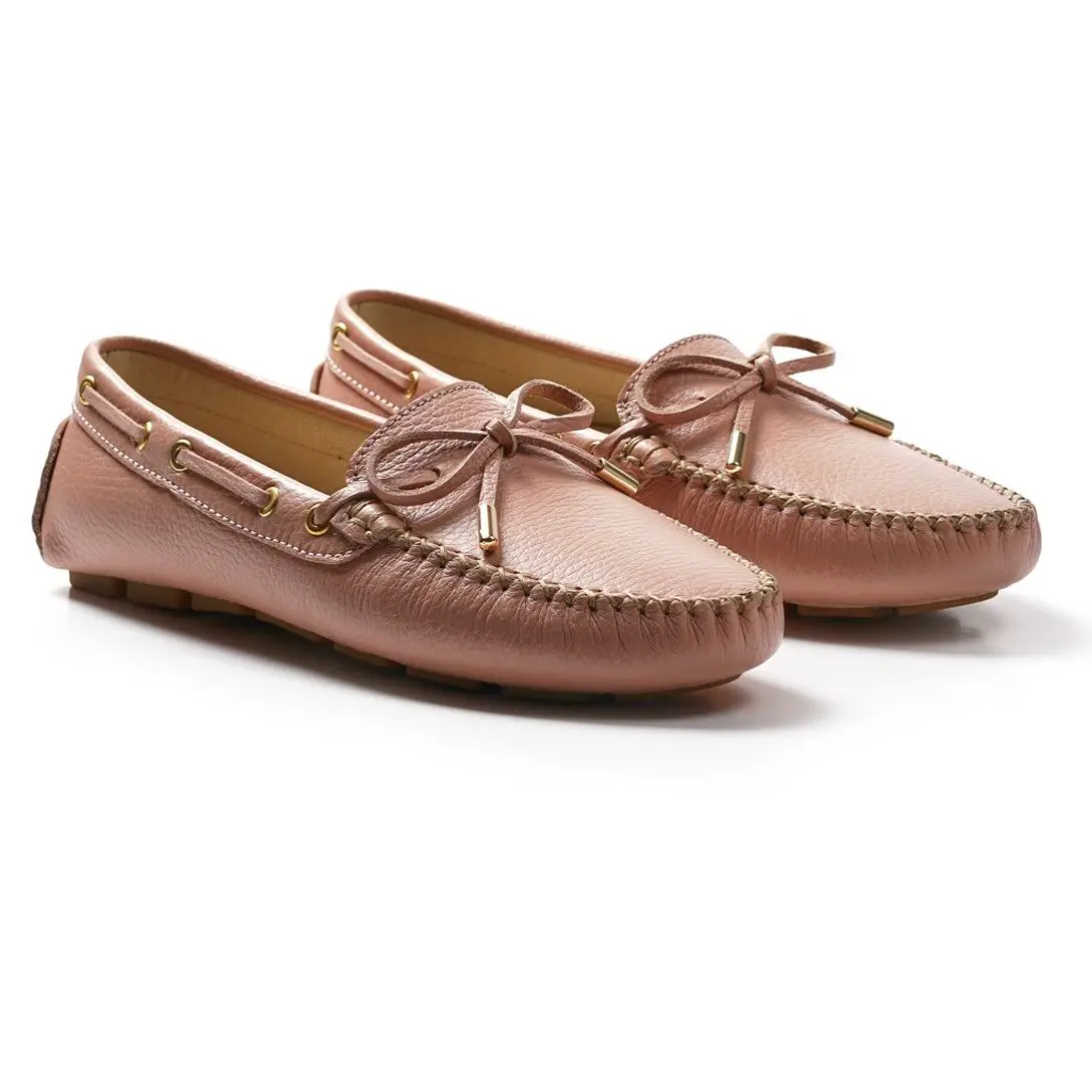 

Larissa Pink Powder Black Navy Brown Genuine Calfskin Women Loafers Slip-on Lace-up Shoes High Quality Handmade In Turkey