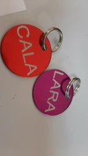 Etiquetas redondas de aluminio para identificación de mascotas, identificación de nombre personalizada, teléfono, 2 unidades por lote