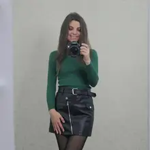 Women Sweater Pullovers Knitted Turtleneck Long-Sleeve Elasticity Streetwear-Top Multicolor