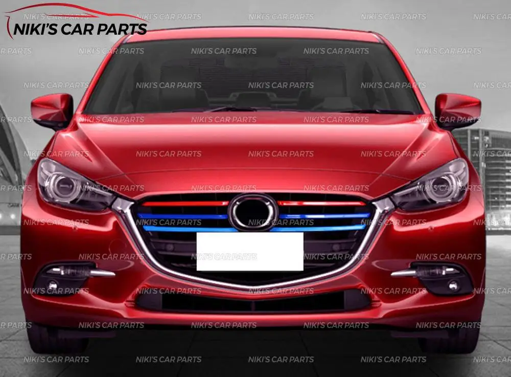 Цветные накладки на решетку радиатора для Mazda 3- ABS пластик 1 комплект/6 шт. литье украшения автомобиля Стайлинг