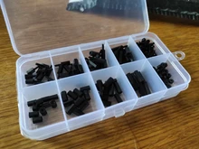 Unids/set M2 M2.5 M3 M4 hexagonal, separador de nailon de cabeza plana, negro/blanco, tornillos espaciadores de plástico, tuercas, 200