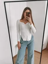 Ropa de primavera y verano para mujer, Jersey sexy elástico de cintura alta con cuello cuadrado y mangas completas, WK080, 2021