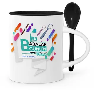 

Father's Day Custom Initial Parents Happy Black Spoon Mug Cup-6