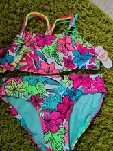 4-18Y niñas traje de baño adolescente set de Bikini de niños flores tropicales de los niños traje de niñas de natación trajes de alta calidad abrigos