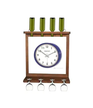 

Wall Clock Wooden Wine Organizer Rack Bottle Wood Wine Holders Beer Whiskey Bottle Organizer Holders Bar Home Party Kitchen Acce