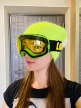 COPOZZ-Gafas de esquí con funda y lente amarilla, lentes de esquí esféricas antivaho, para esquiar, para hombre y mujer, gafas de nieve + lente + caja