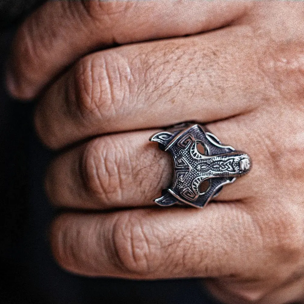 Этнический этнический мужской викинг-Волк кольцо из нержавеющей стали нордический амулет ювелирные изделия талисман подарок