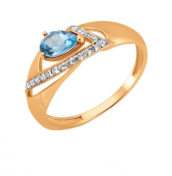 

Gold ring with Topaz and cubic zirconia sunlight sample 585