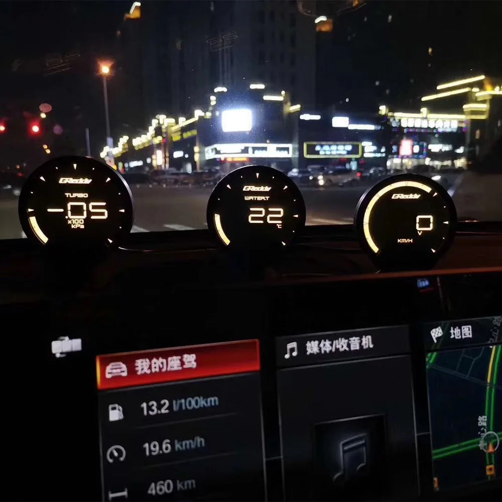 

GREDDI Sirius LCD Racing Gauge Turbo Boost speed Water Temp Oil Temp Press Fuel Ratio Tachometer RPM EGT Volts meter 7 Color