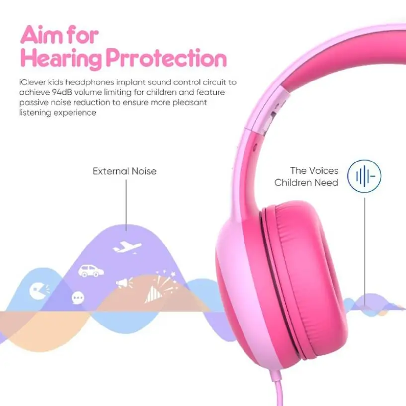 High Quality Kids Wired Headset Foldable Children Wired Headphones With Decorative Ears Limited Volume Earphones For Boys Girls
