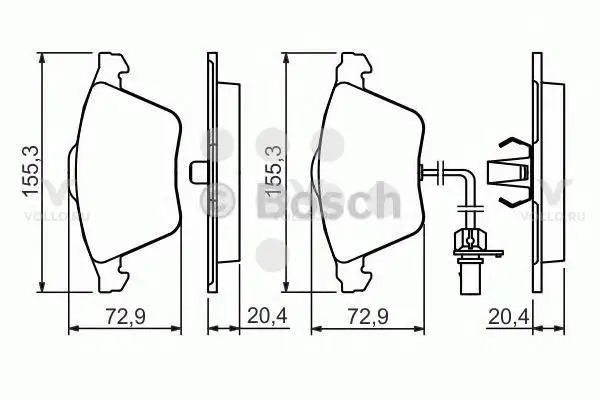 0986494283 BOSCH ДИСКОВЫЕ КОЛОДКИ ПЕРЕДНИЕ
