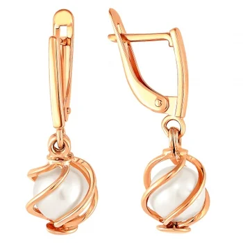 

Примаэксклюзив earrings with 2 pearls in red gold