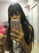 MEIFAN-extensiones de cabello con flequillo, postizo de pelo sintético Natural, con flequillo de aire, negro y marrón