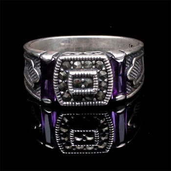 

Handmade Mans Zircon Purple Gemstone Ring, Mans 925 Silver Ring, Zircon Ring