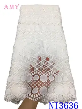 

Latest Design 100% Cotton African Lace Fabric 2020 High Quality White Nigerian Swiss Voile Lace In Switzerla AMYNI3636