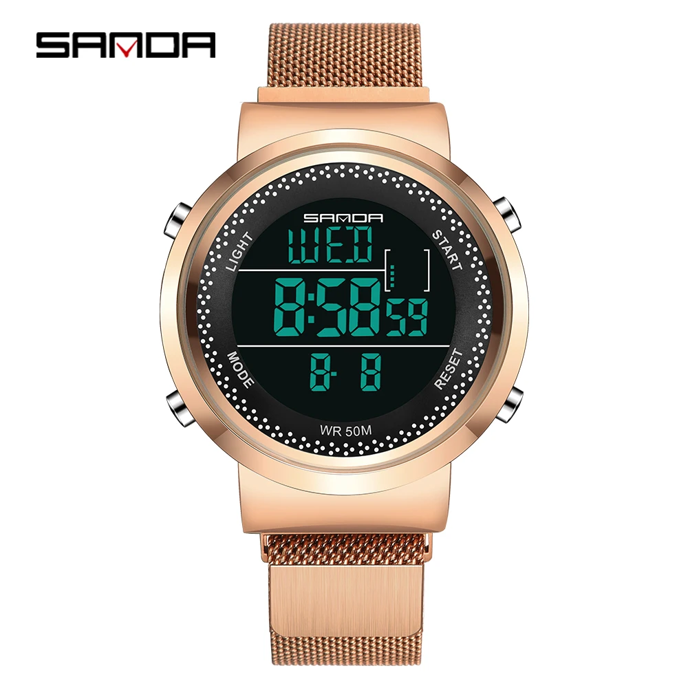 SANDA brand simple fashion casual men's electronic watch waterproof women's watch Night light, alarm clock, chronograph, calenda