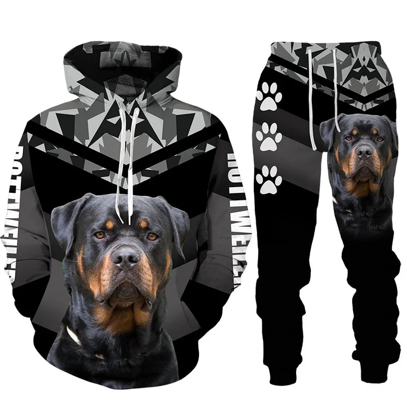 Толстовка Rottweiler с 3d принтом собаки спортивные штаны Мужские осенне-зимние