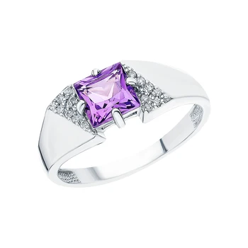 

Silver ring with amethyst and cubic zirconia sunlight sample 925