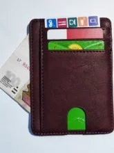 KUDIAN BEAR-cartera minimalista Rfid para hombre, tarjetero pequeño de cuero, negro, Mini Estuche Delgado, monedero BID251 PM49