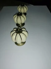 KAK de calabaza de cerámica de 40mm cajón perillas tiradores de puertas de armario agujero manijas del gabinete con tornillos manijas de muebles