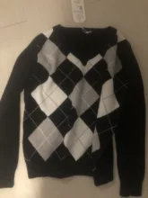 HEYounGIRL otoño negro V cuello de punto Vintage suéter Casual Argyle Jersey escocés mujeres Y2K estilo Preppy Jersey manga larga 2021