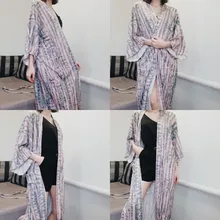 Bikini Cover-Ups Kimono Swim-Suit Beach-Wear Tunic Women Boho Carfigan Sexy Long Plus-Size