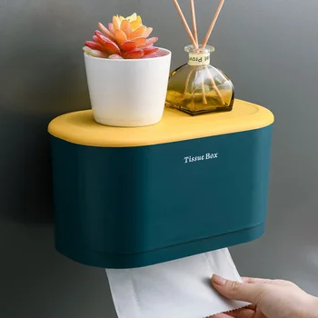 

Hanging Tissue Box Simplicity Plastic Tissue Box Multifunction Home Waterproof Bathroom Roll Paper Boxs Kitchen Storage Supplies