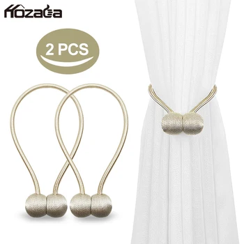 

Hozada 2 PCS Magnetic Curtain Buckle Magnetic Curtain Tiebacks Convenient Drape Tie European Style Rope Curtain Rings Buckles