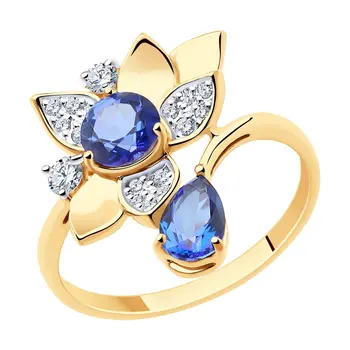 

Sokolov ring in Gold with Swarovski Crystals Topaz and Swarovski cubic zirconia, fashion jewelry, gold, 585, women's male
