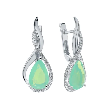 

Silver earrings with cubic zirconia and moonstones sunlight