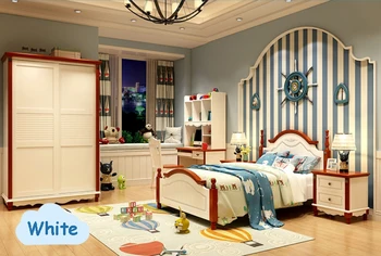 

Latest design wooden kids furniture lovely bed set for children - white
