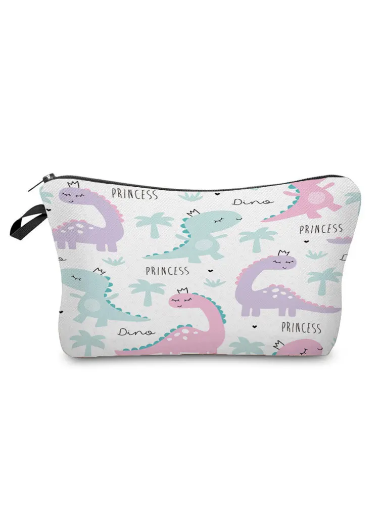 

Cute Colorful Dinosaur Cosmetic Bag Foldable Large Capacity Pencil Case Custom Pattern Outdoor Travel High Quality Makeup Bag