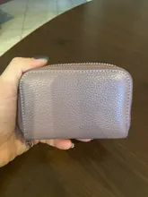 Tarjetero de piel de vaca de primera capa RFID antirrobo para hombre y mujer, billetera pequeña multifuncional con cremallera