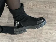 Botas de calcetín negro para mujer, zapatos góticos Punk, botines de plataforma, media blanca, novedad de 2020