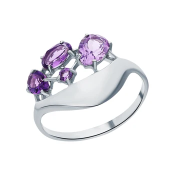 

Silver ring with amethyst sunlight sample 925