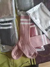 Calcetines largos de algodón suave para niños y niñas de 1 a 9 años, hasta la rodilla, a rayas, ropa escolar